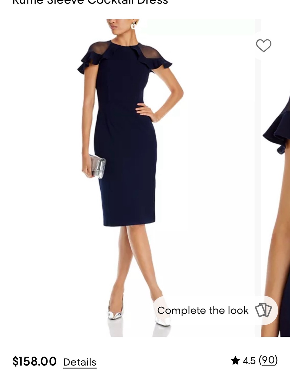 Eliza J Navy Midi Sheath Dress with Sheer Ruffle Cap Sleeves New w Tags